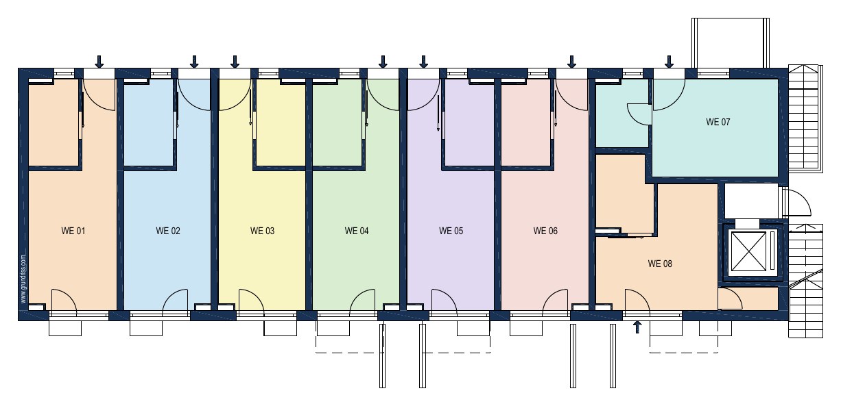 Grundriss Hinterhaus · Erdgeschoss im Projekt Timber 29, Wasserturmstraße 17 Garching